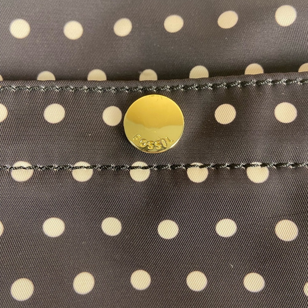 Fossil Black Polka Dot Coated Crossbody Aqua Strap Water Resistant - Picture 12 of 16